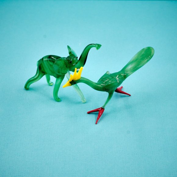 Miniature Glass Animals, Elephant & Chicken Set, Vintage Glass Collectibles - Picture 5 of 12